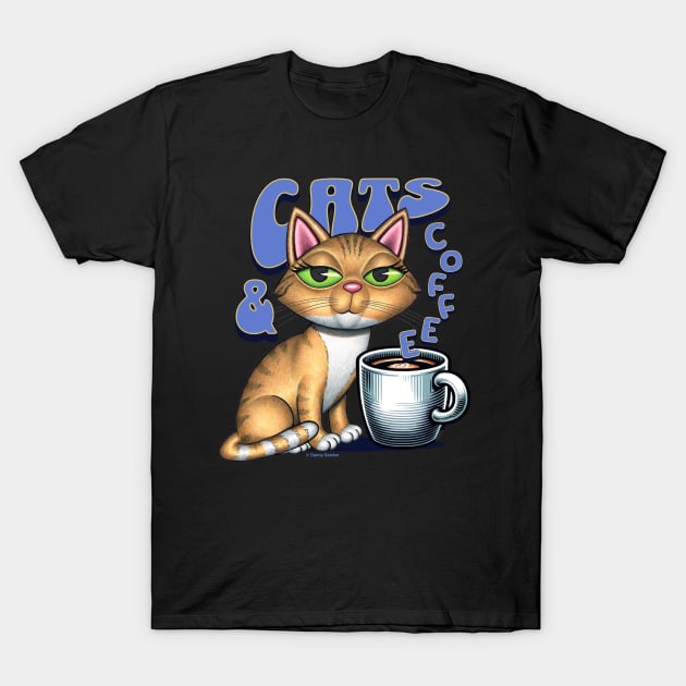 Orange Tabby Cats and Coffee T-Shirt by Danny Gordon Art